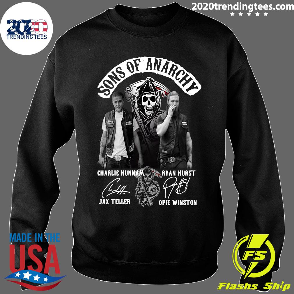 Official Sons Of Anarchy Charlie Hunnam Jax Teller Ryan Hurst Opie Winston T -shirt - 2020 Trending Tees, image size:1010x1010