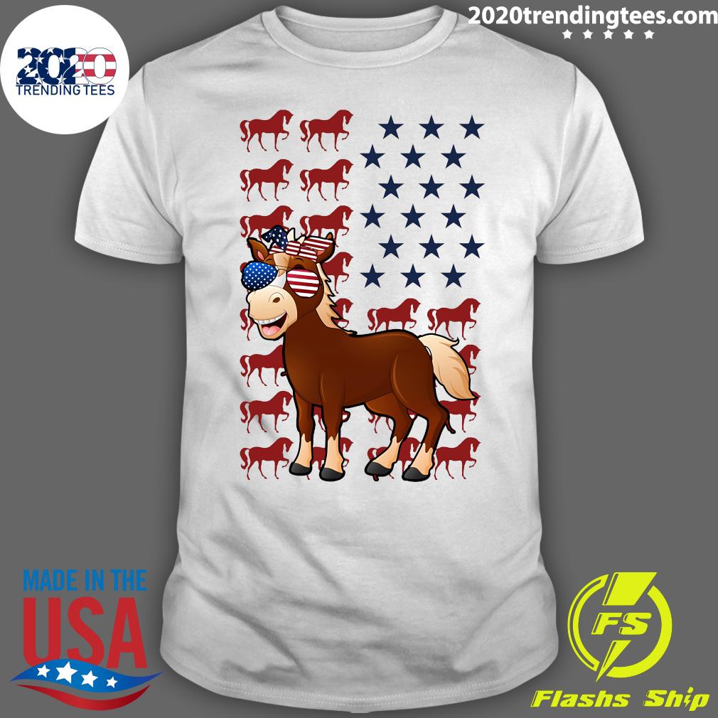 American Flag Horse Independence day Farmer Shirt - 2020 Trending Tees