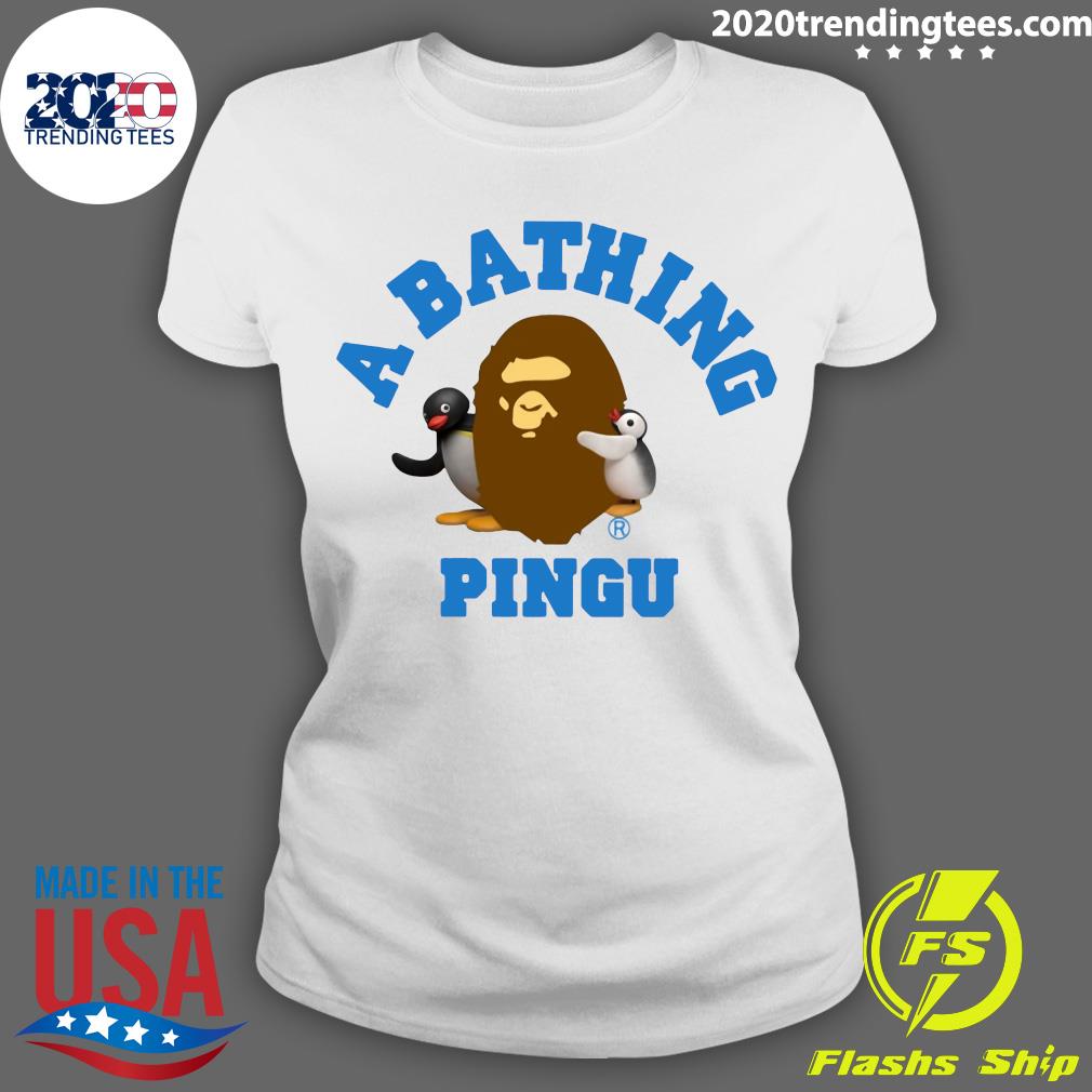 a bathing pingu shirt