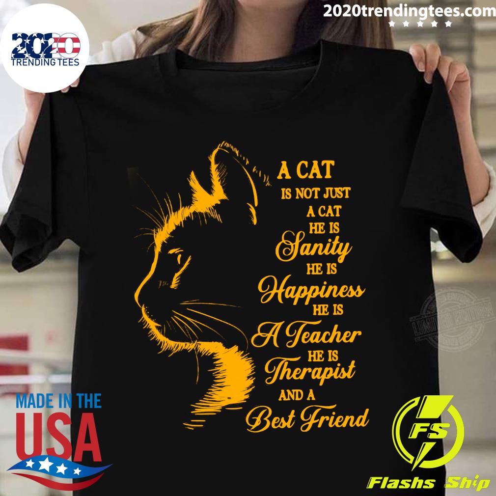 Cats A Cat Is Not Just A Cat He Is Sanity Happiness A Teacher Therapist And A Best Friend Shirt