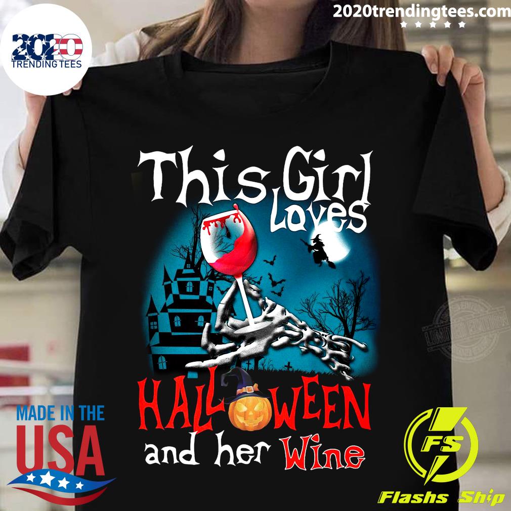 This Girl Loves Halloween And Her Wine Shirt