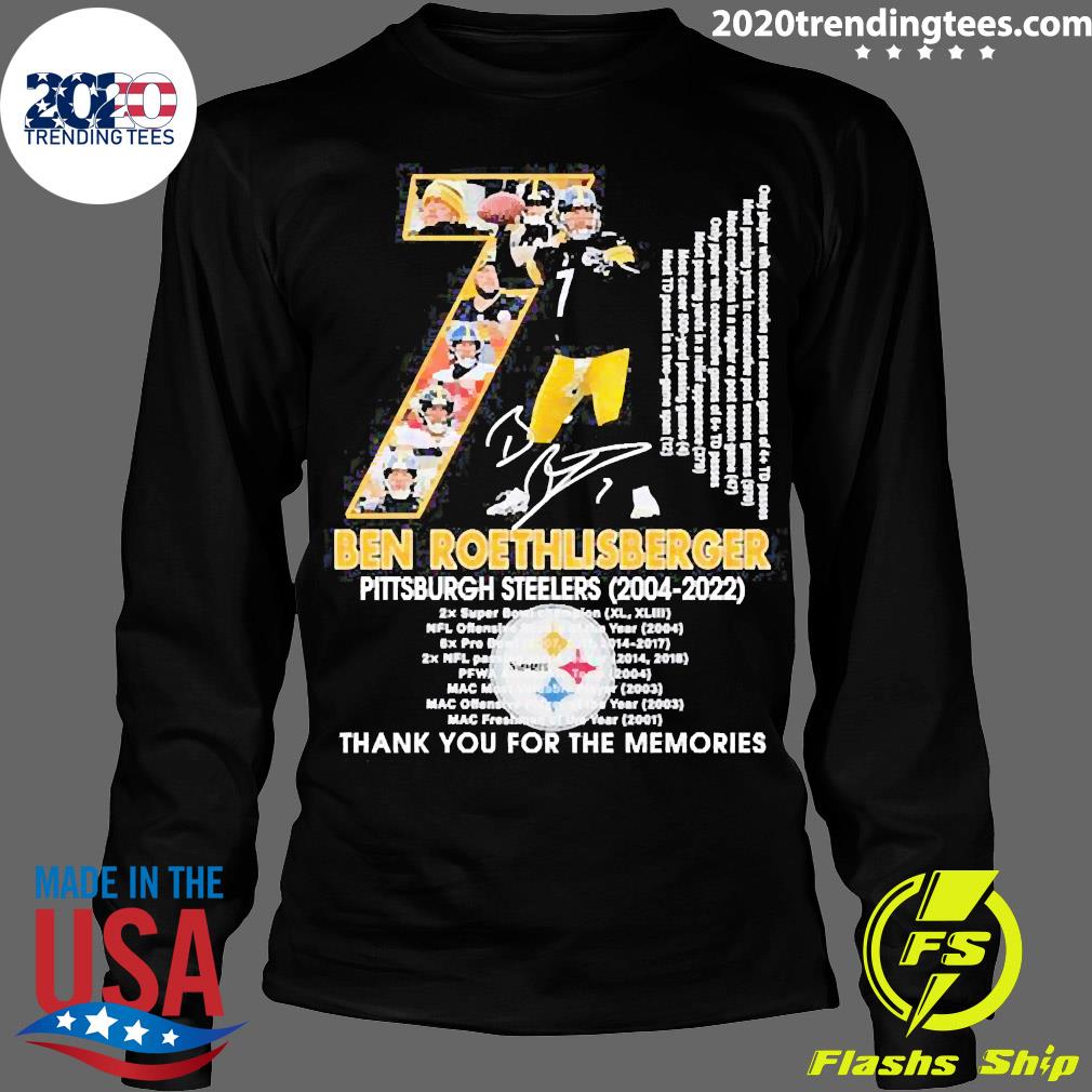 Ben Roethlisberger Pittsburgh Steelers 2004-2022 thank you for the memories  signature T-shirt, hoodie, sweater, long sleeve and tank top