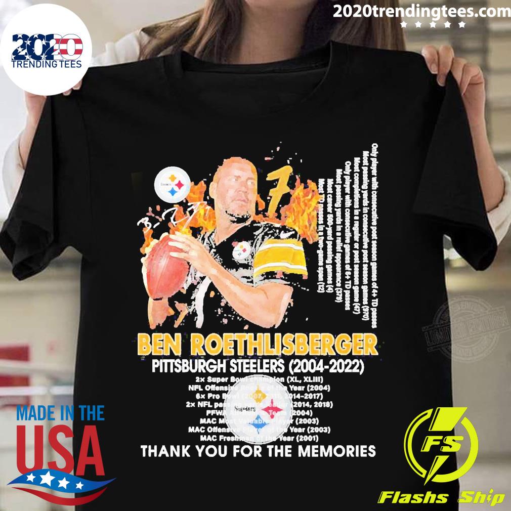 Ben Roethlisberger Pittsburgh Steelers 2004 2021 thank you for the memories  shirt, hoodie, sweater and v-neck t-shirt