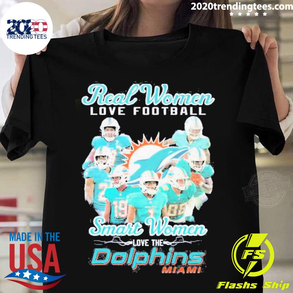 Official real Women Love Football Smart Women Love The Miami Dolphins Signatures T-shirt