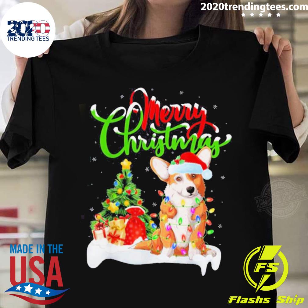 Nice funny Corgi Xmas Lighting Corgi Christmas Dog Lover T-shirt