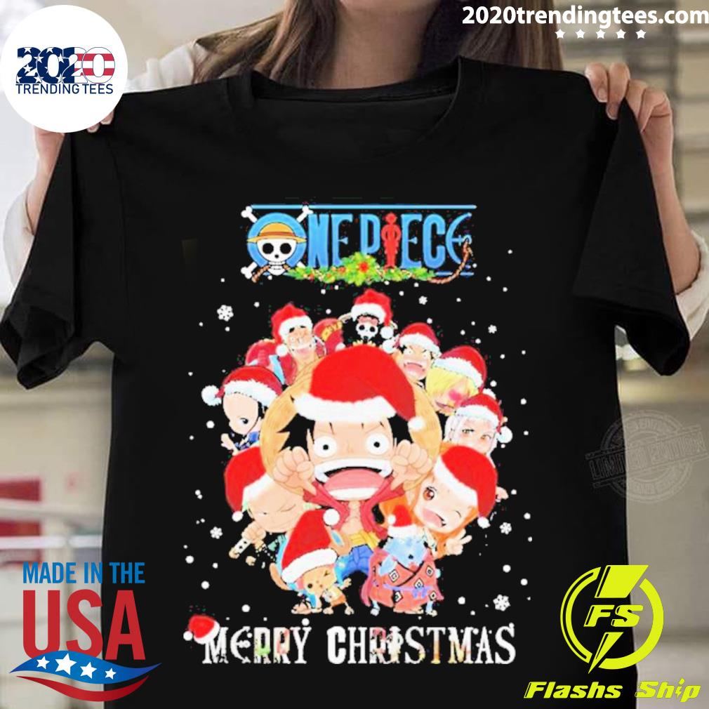 Nice one Piece Chibi Characters Santa Hat Merry Christmas T-shirt