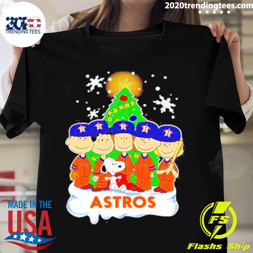 Snoopy and Friends Merry Houston Astros Christmas T-shirt - Kaiteez