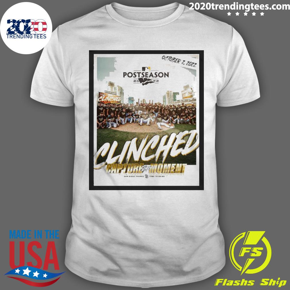 Official san Diego Padres 2022 Postseason Clinched Capture The Moment T-shirt