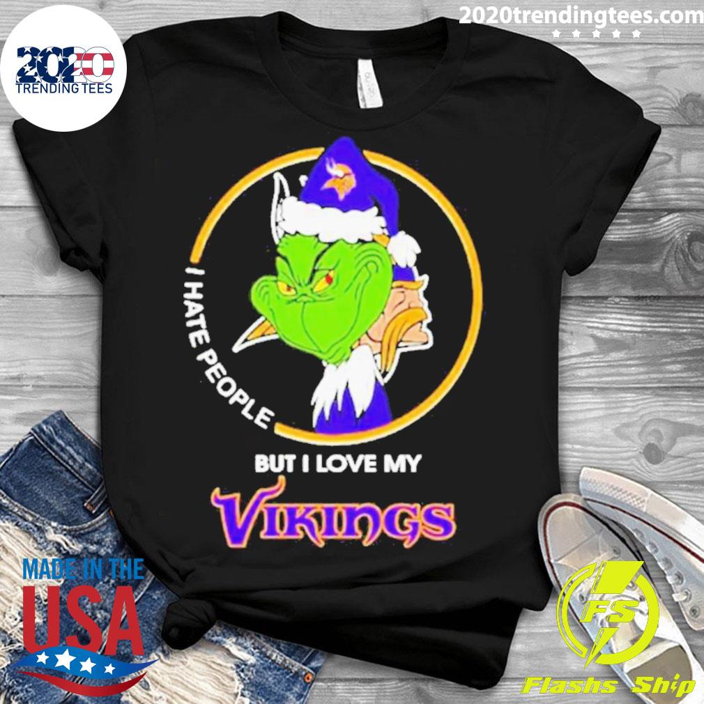 Grinch Hand Holding Minnesota Vikings Christmas T-Shirt - TeeNavi