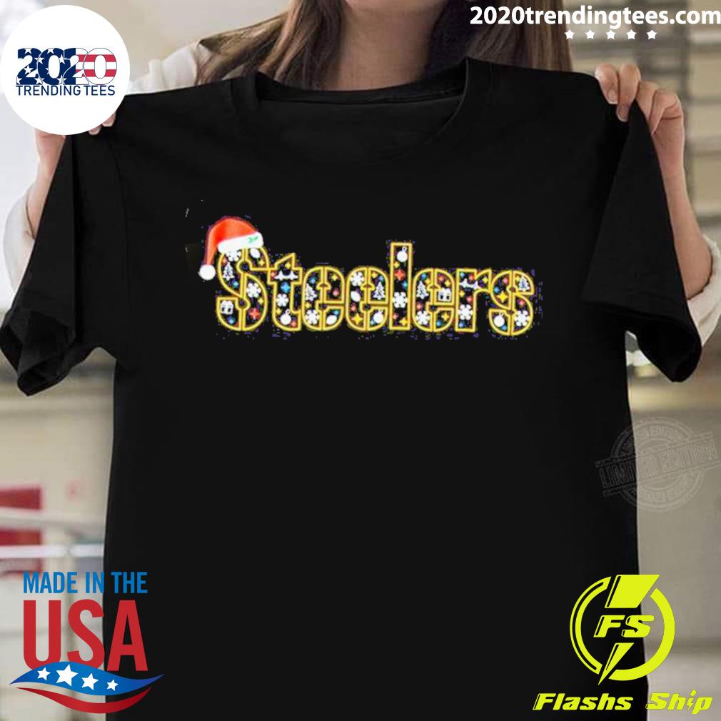 Nice pittsburgh Steelers Hat Holiday Wordmark T-shirt