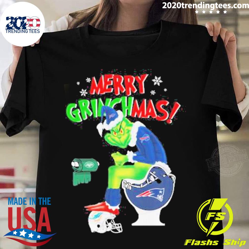 Official Merry Grinchmas The Grinch Buffalo Bills New England Patriots New  York Jets toilet paper Christmas T-shirt - Kaiteez