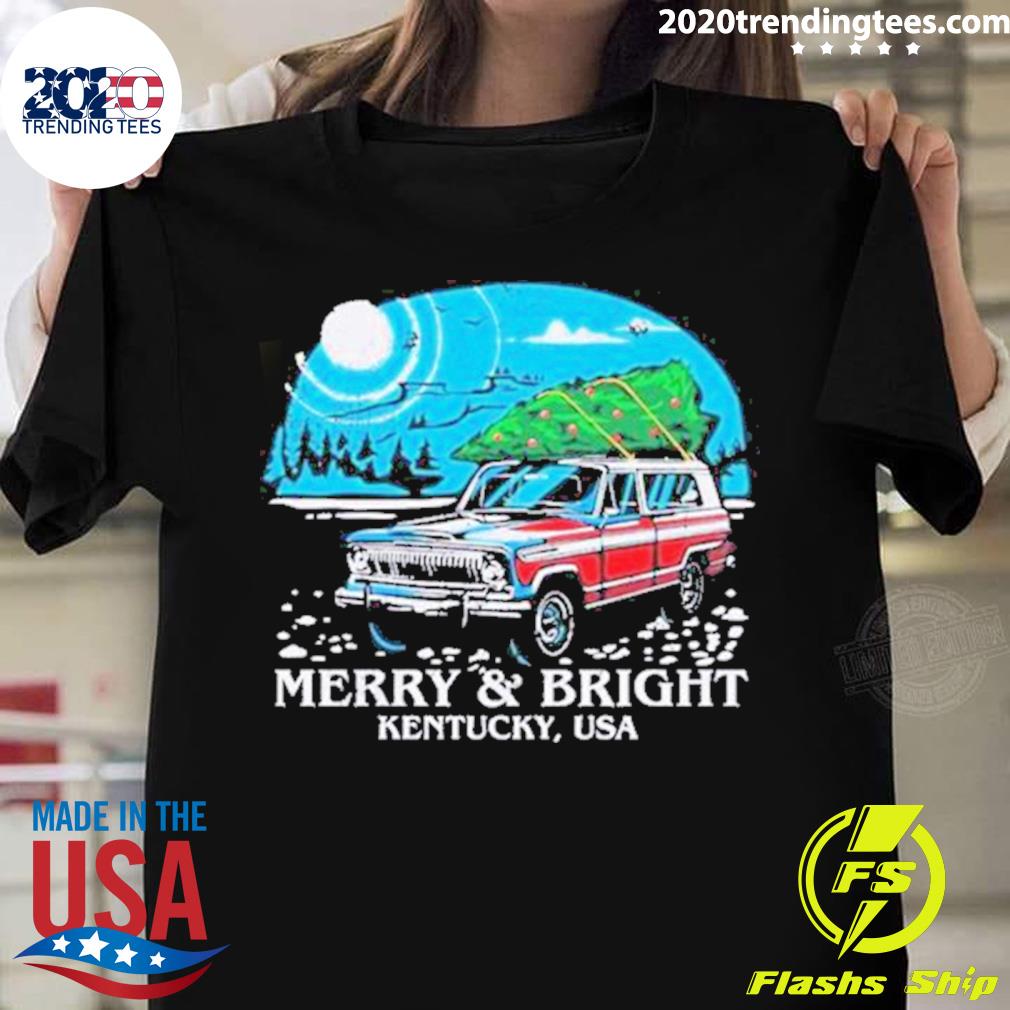 Official kentucky Merry Bright Christmas T-shirt