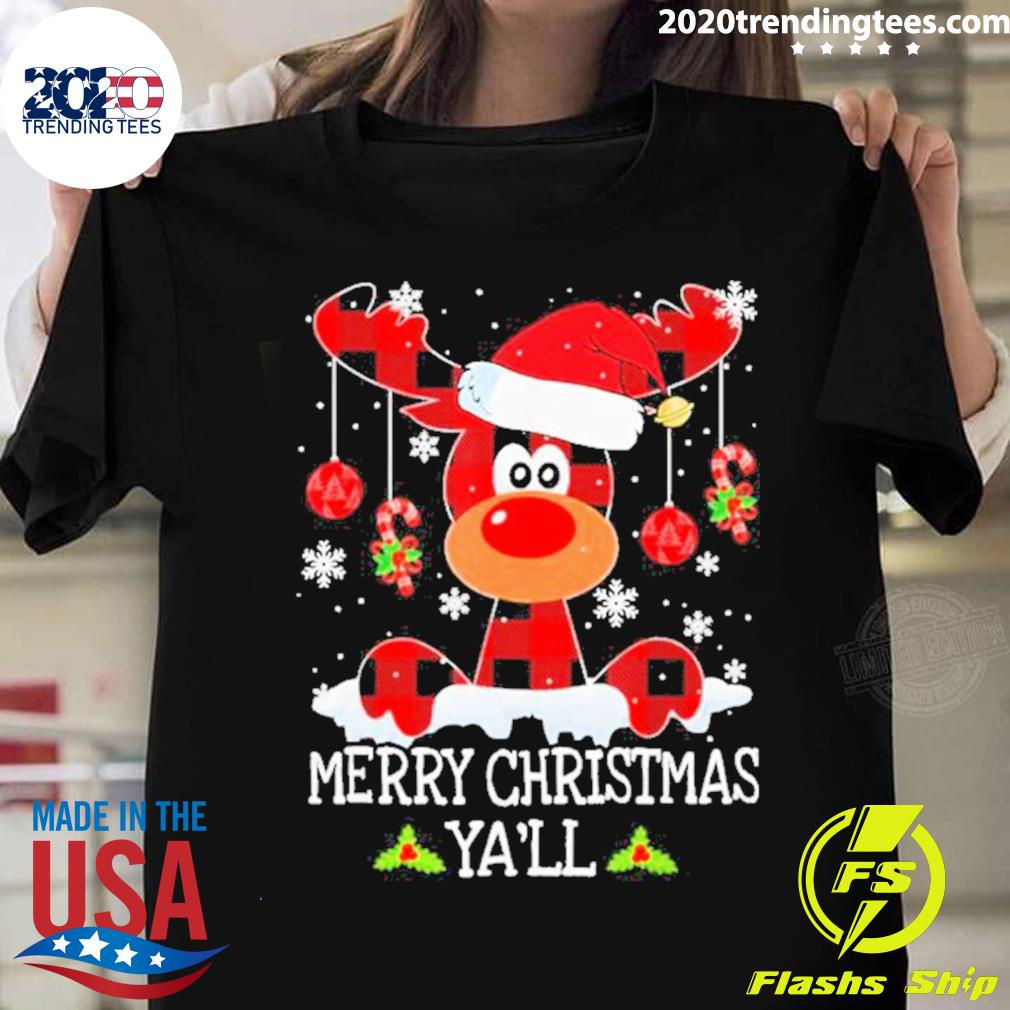 Official merry Christmas Ya’ll Cute Reindeer T-shirt