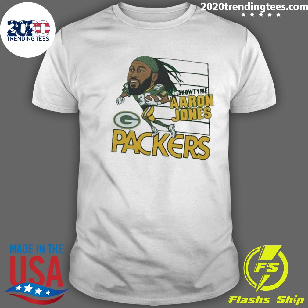 Official packers Showtyme Aaron Jones Homage Caricature Player T-shirt