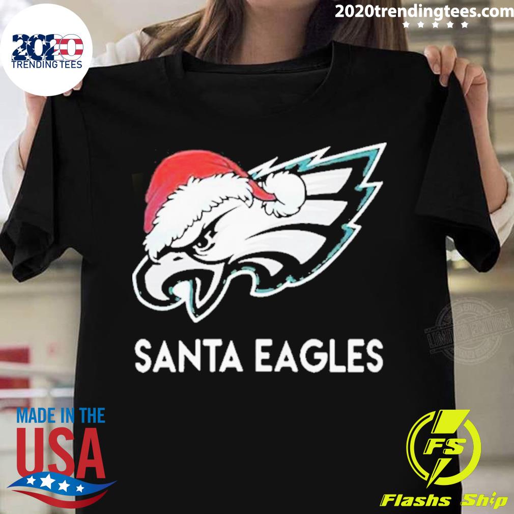 Philadelphia Eagles Santa hat Christmas T-shirt - Kaiteez