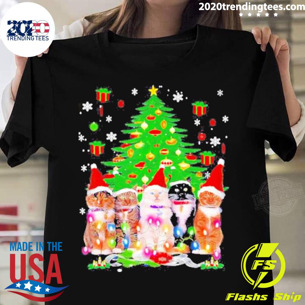 Official santa Cats Light 2022 Christmas Tree T-shirt