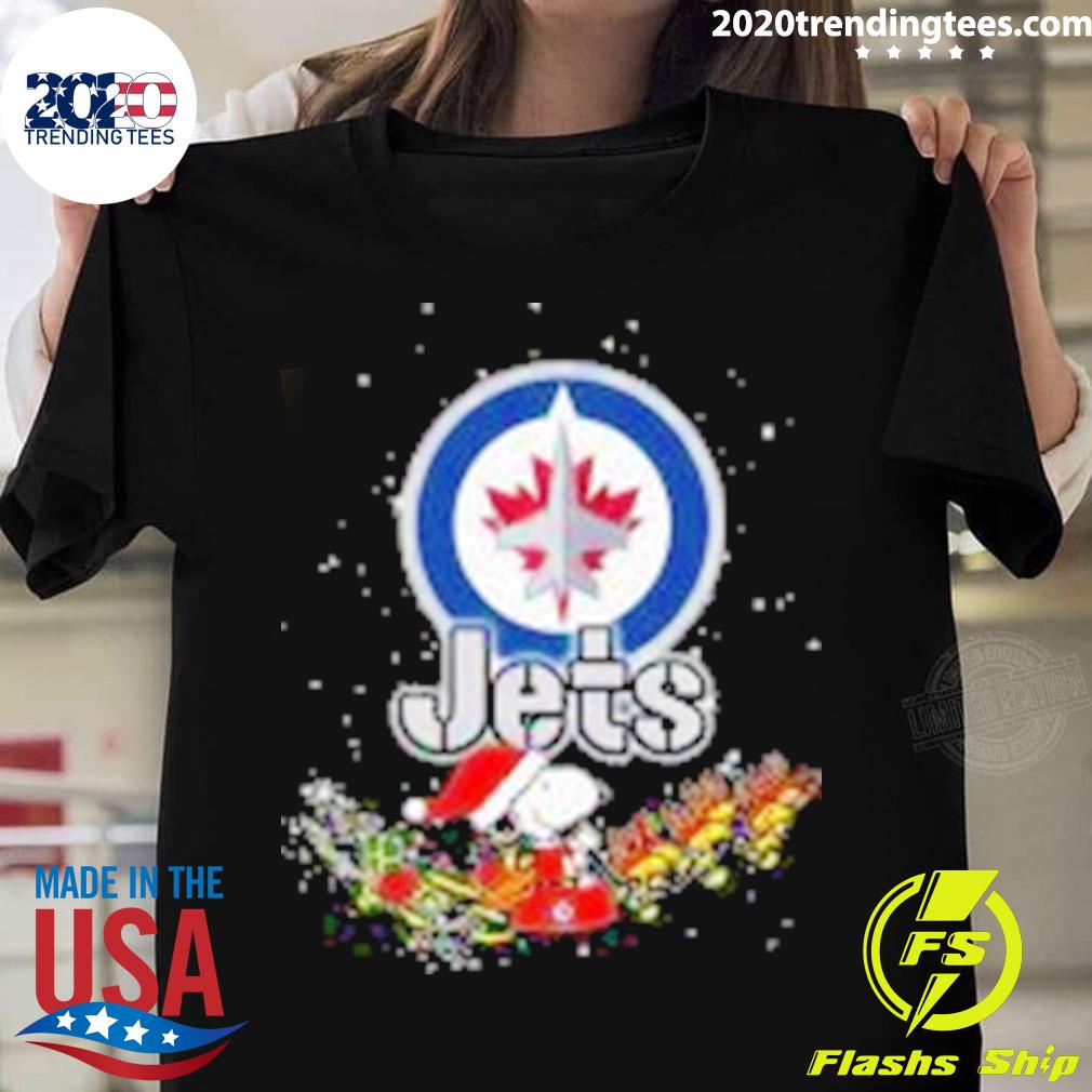 Official santa Snoopy Riders Woodstock Merry Christmas Winnipeg Jets T-shirt