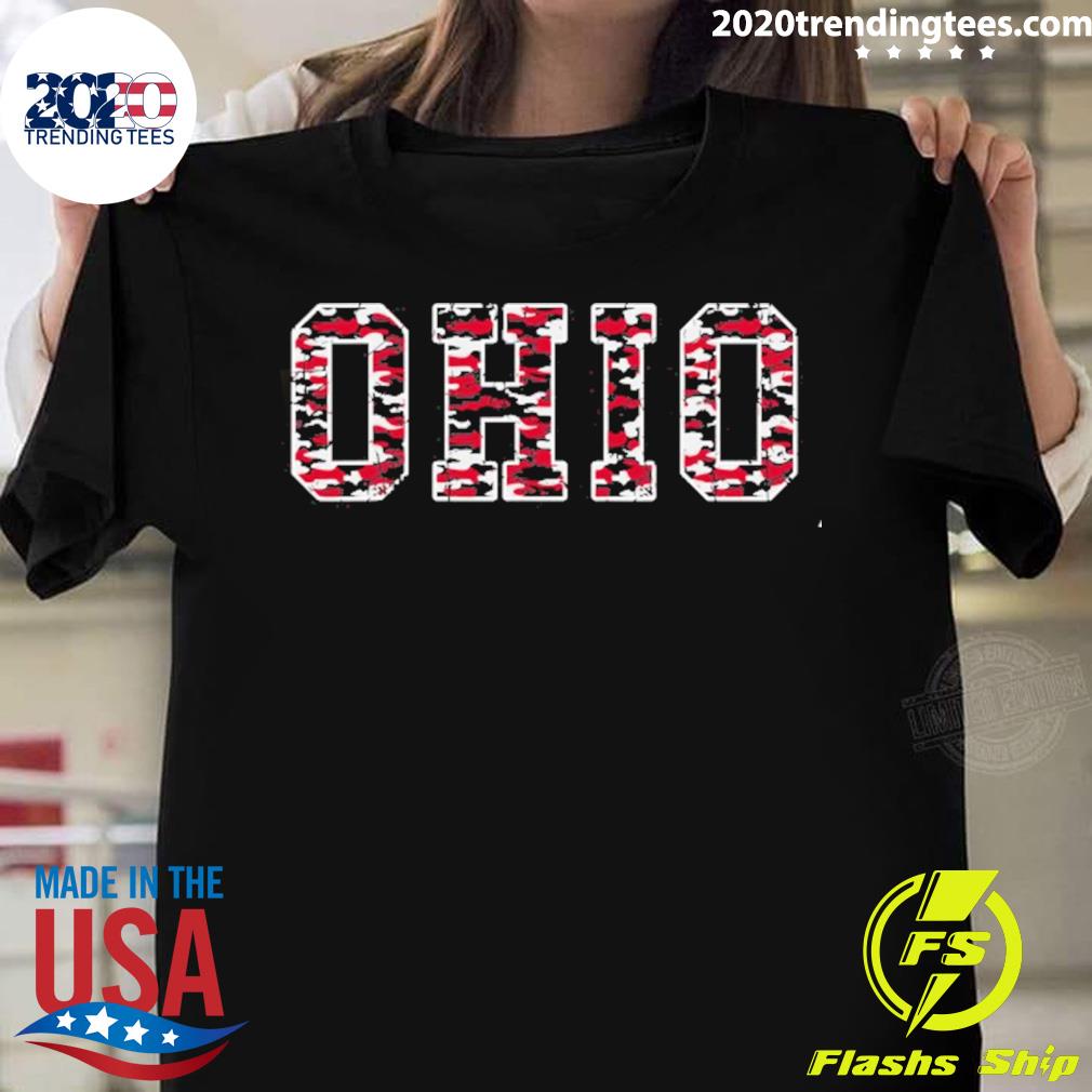 Official state Of Ohio Ohioan Trendy Distressed Camo Graphic Font T-shirt