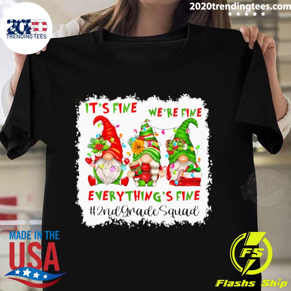 Official teacher Christmas Gnome Gnomes It’s Fine We’re Fine Everything's Fine 2nd Grade Squad Sweater