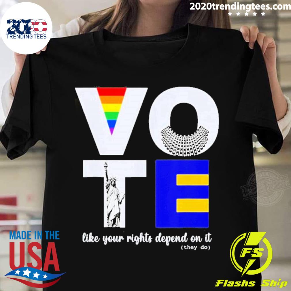 Official vote Dissent Collar Statue Of Liberty Pride Flag Equality T-shirt