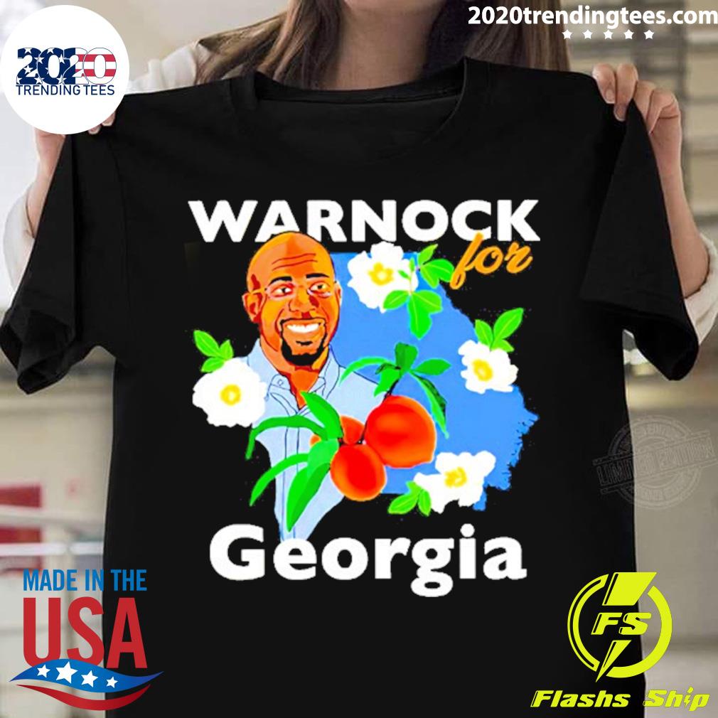 Official warnock For Georgia Peach Flowers T-shirt