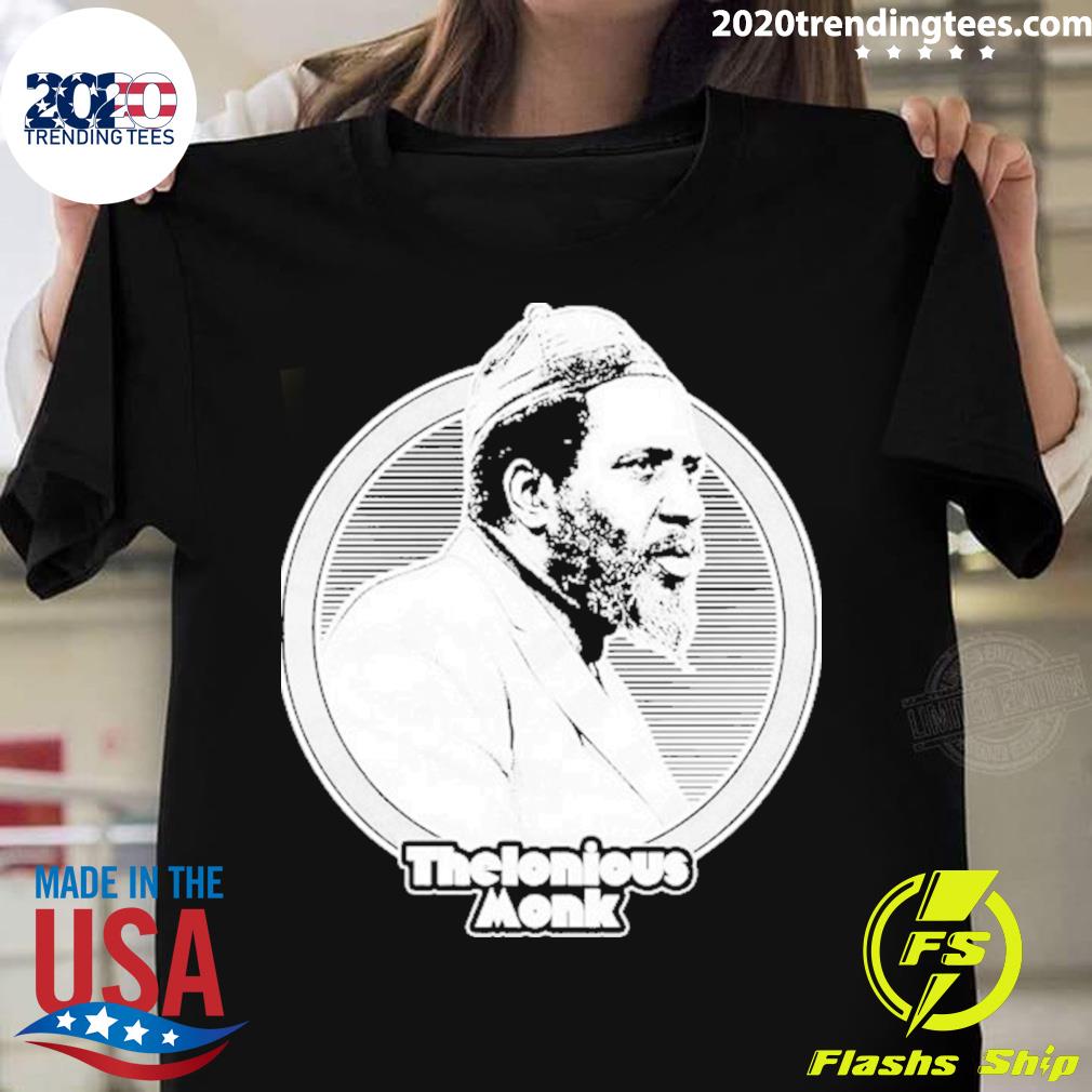 Official white Portrait Thelonious Monk Jazz Music T-shirt