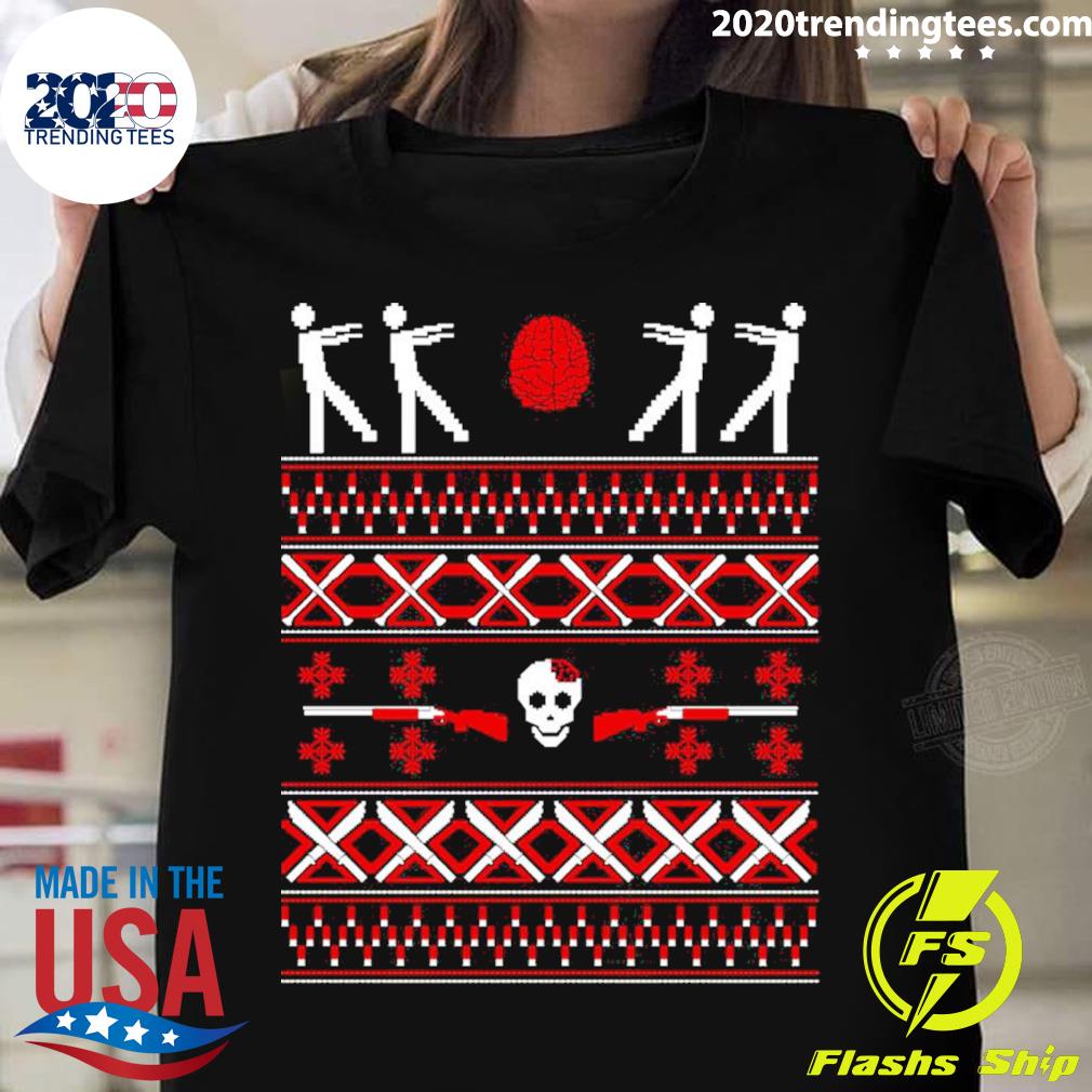 Official zombie Christmas Ugly Pattern T-shirt