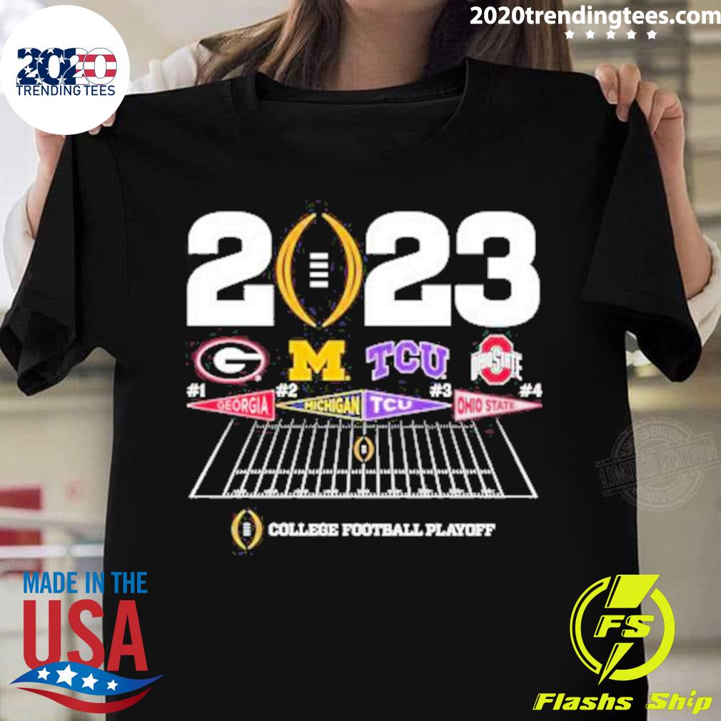 New World Graphics 2022 NCAA College Football Playoffs Mens T-Shirts-Georgia Michigan Ohio State TCU-Sizes L XL XXL