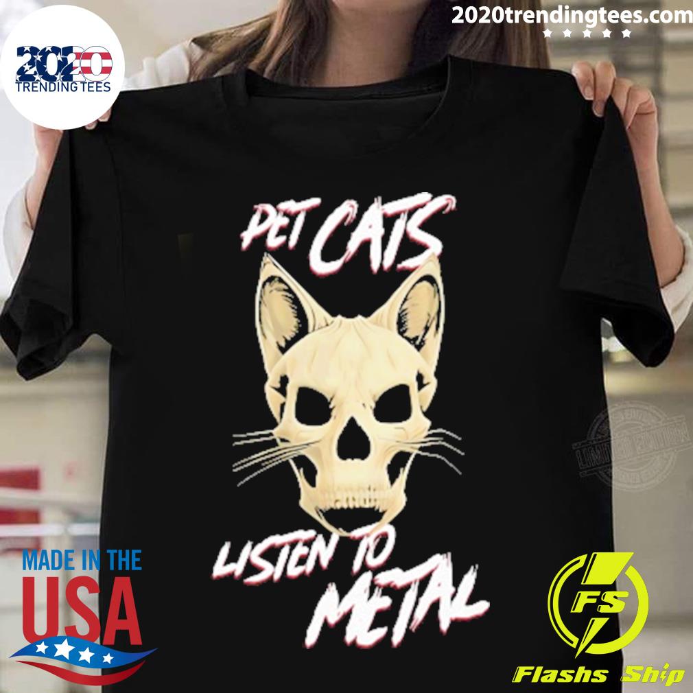Official pet Cats Listen To Metal T-shirt