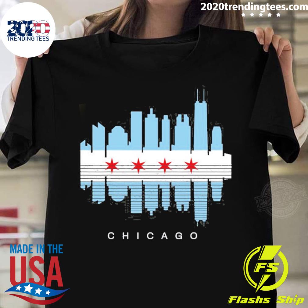 Official vintage Chicago Illinois Flag Skyline T-shirt