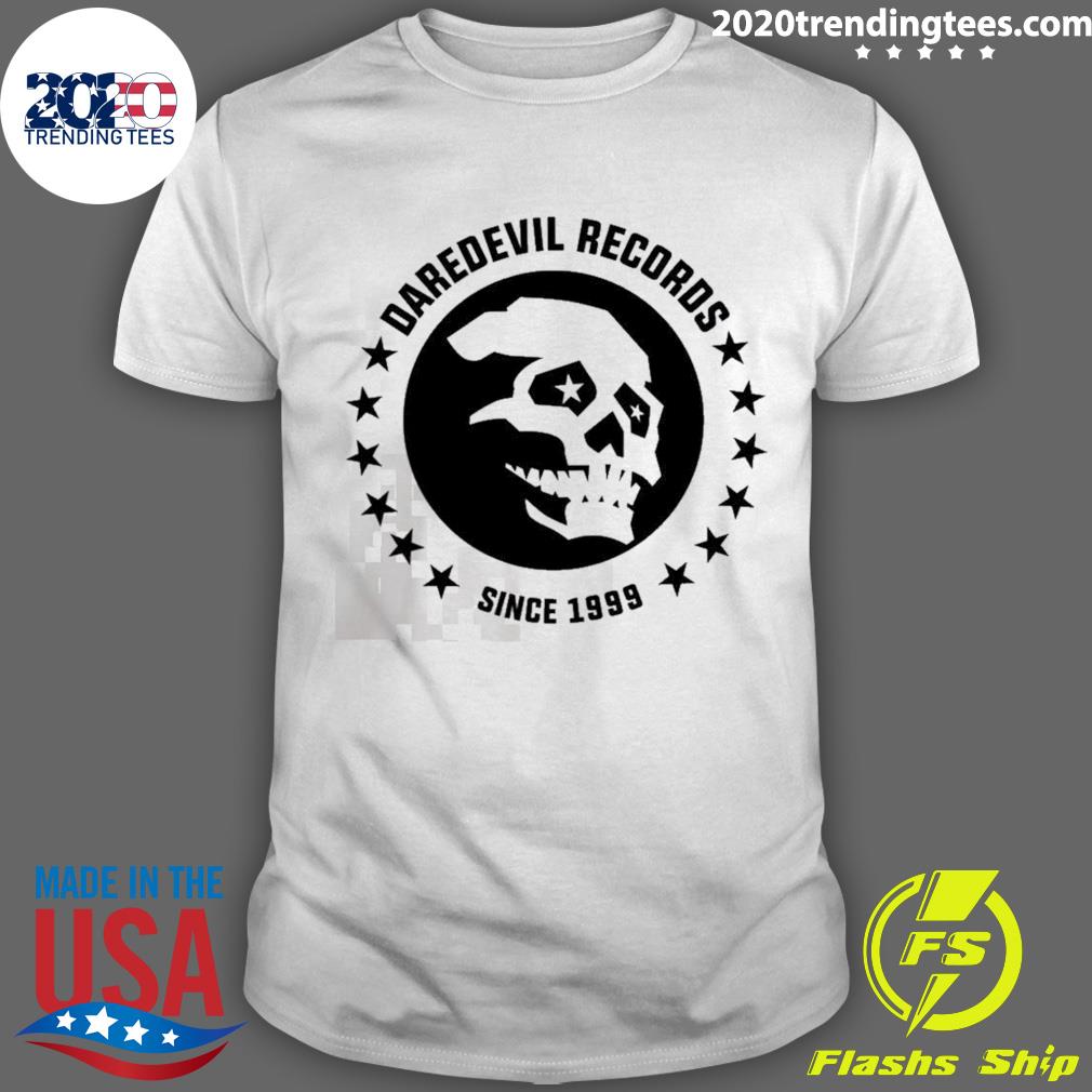 Nice daredevil Records Skull Marvel T-shirt