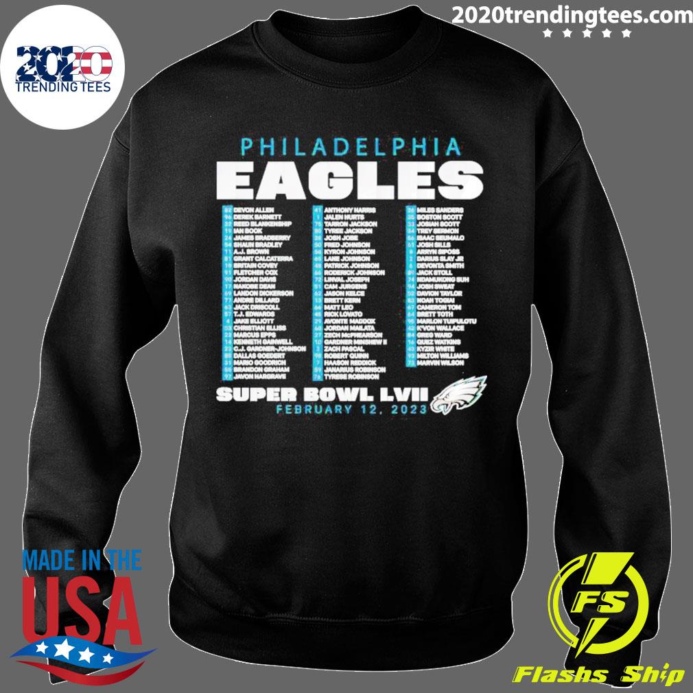 Philadelphia eagles super bowl lvii varsity roster February 12 2023 shirt,  hoodie, longsleeve tee, sweater