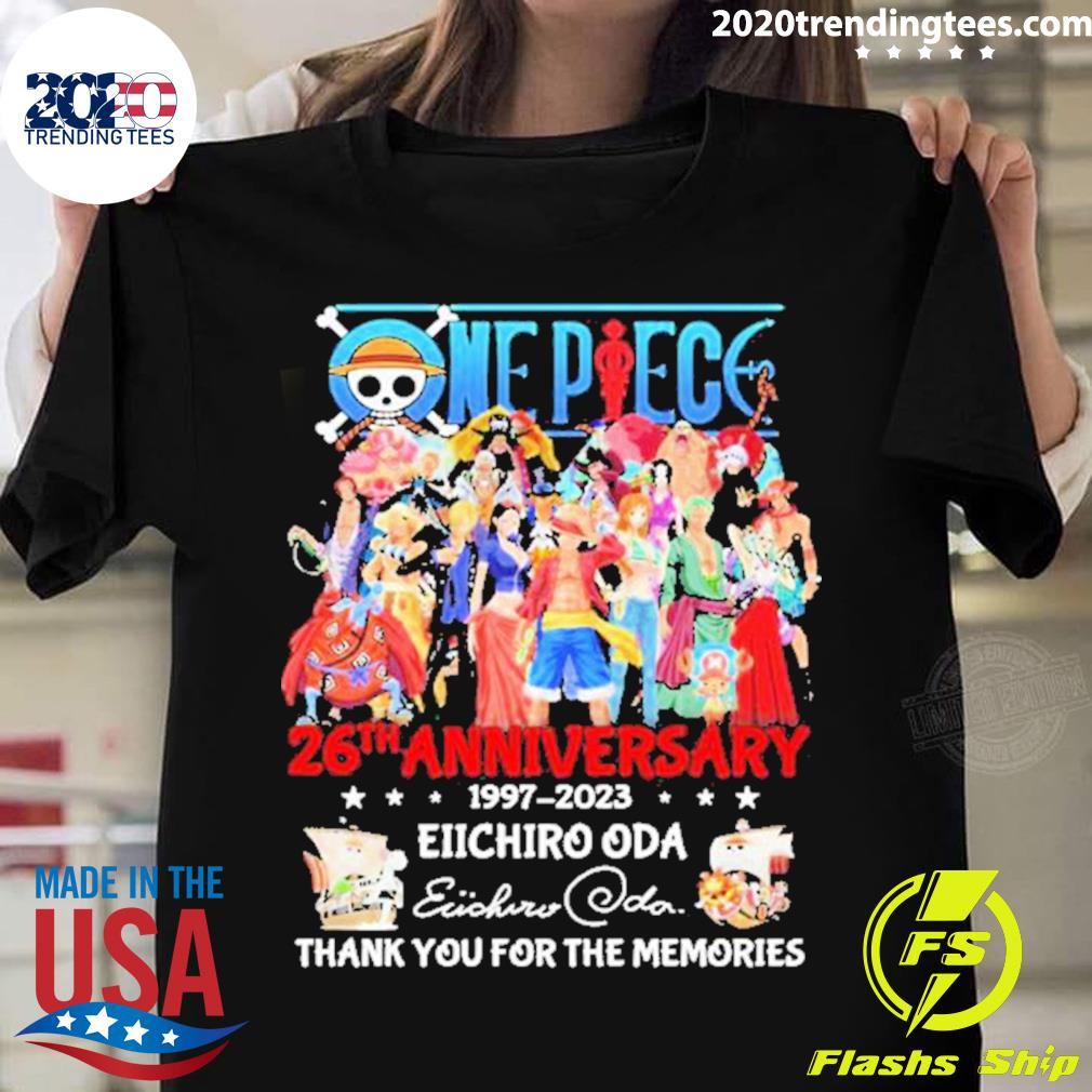 Official one Piece 26th Anniversary 19970-2023 Eiichiro Oda Thank You For The Memories Signatures T-shirt