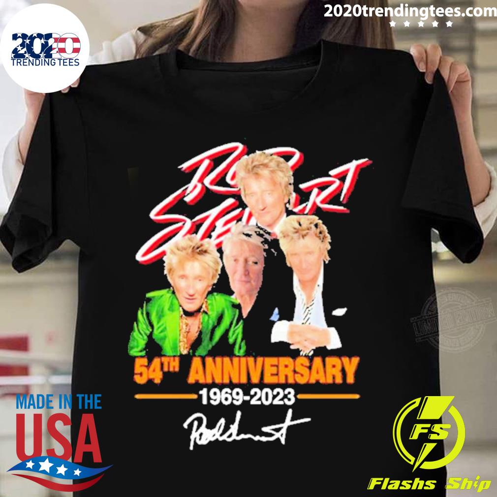 Official rod Stewart 54th Anniversary 1969-2023 Signature T-shirt