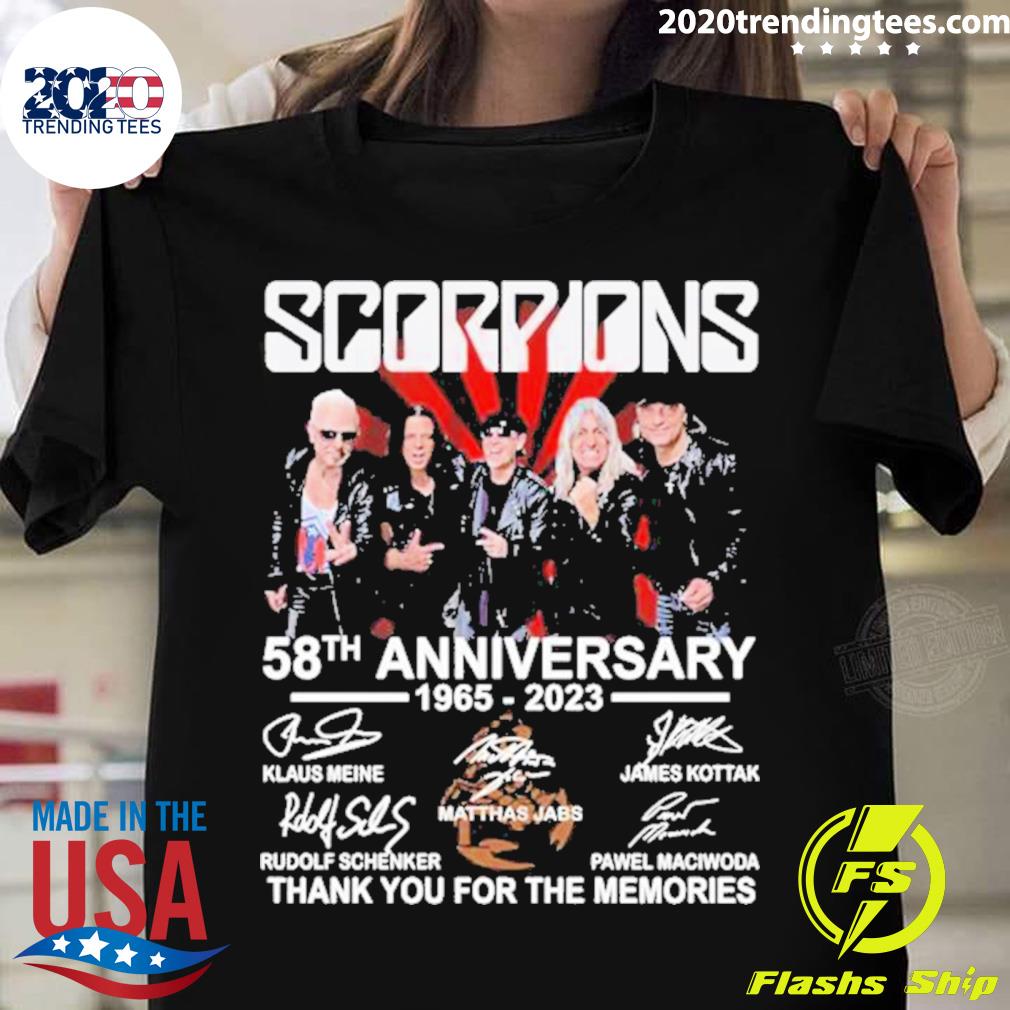 Official scorpions 58th Anniversary 1965-2023 Signature Thank You For The Memories T-shirt