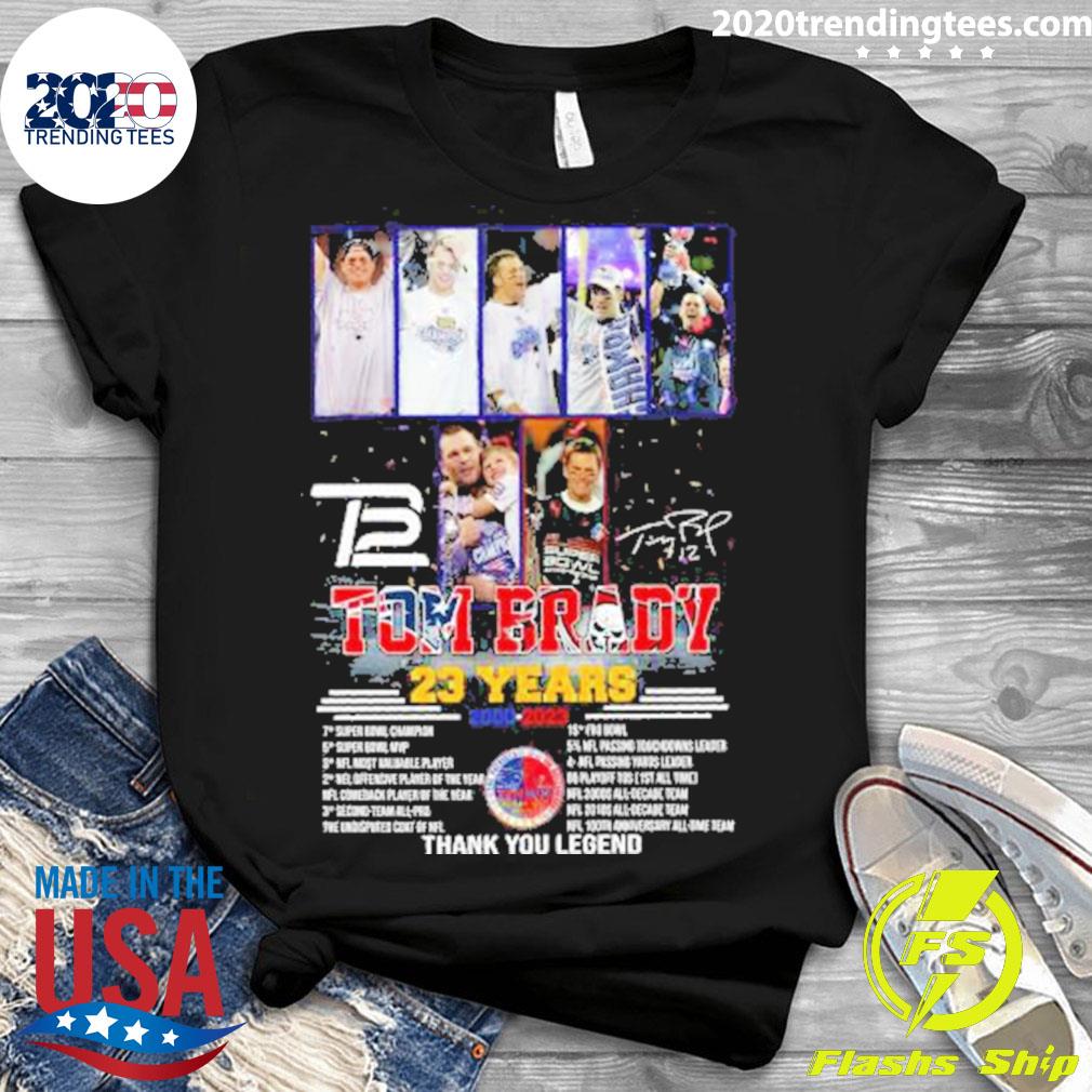 Official tom Brady 23 years 2000-2023 thank you for the memories shirt,  hoodie, sweater, long sleeve and tank top