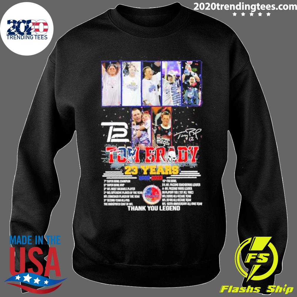 Premium 23 Years Of 2000 – 2023 Tom Brady thank you for the memories shirt,  hoodie, sweater, long sleeve and tank top