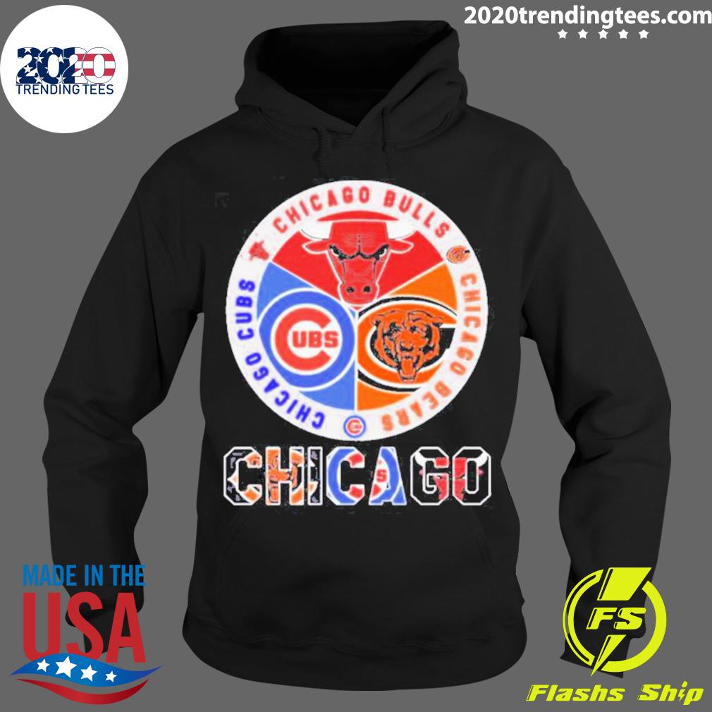 Nice chicago Bulls Chicago Bears And Chicago Cubs Logo Teams New Design  T-shirt - 2020 Trending Tees, image size:1010x1010