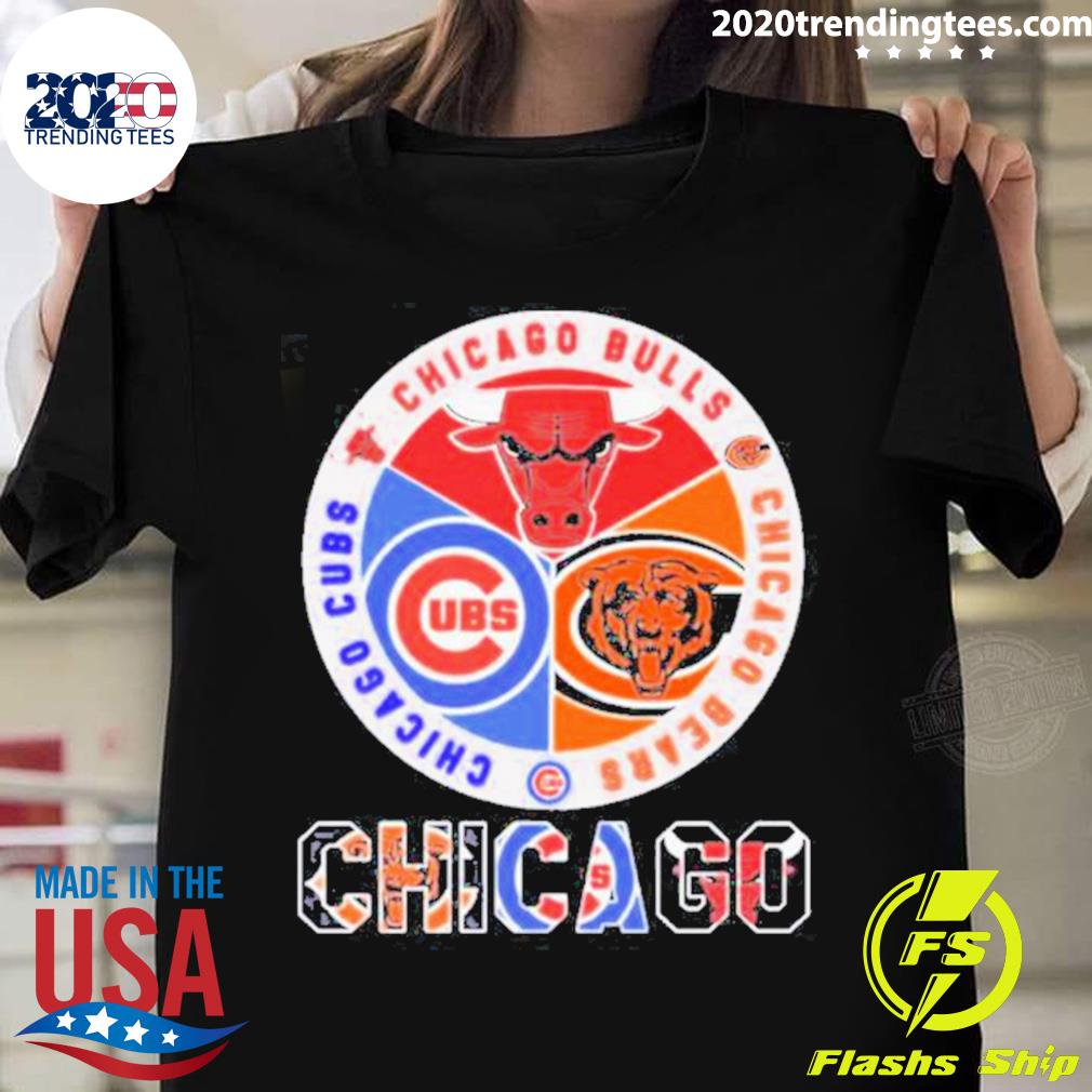 Nice chicago Bulls Chicago Bears And Chicago Cubs Logo Teams New Design T-shirt