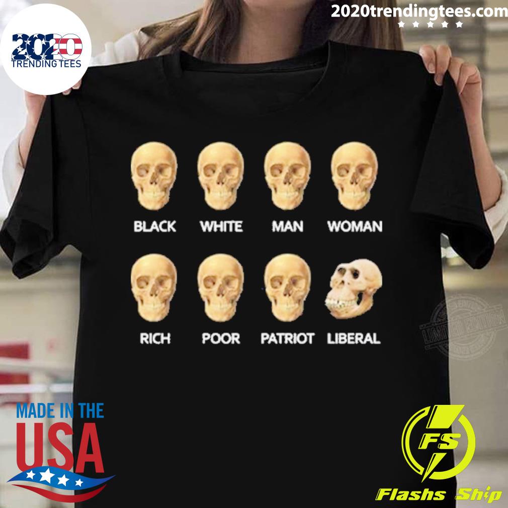 Nice mark Wahlberg Black White Man Woman Rich Poor Patriot Liberal Skull T-shirt