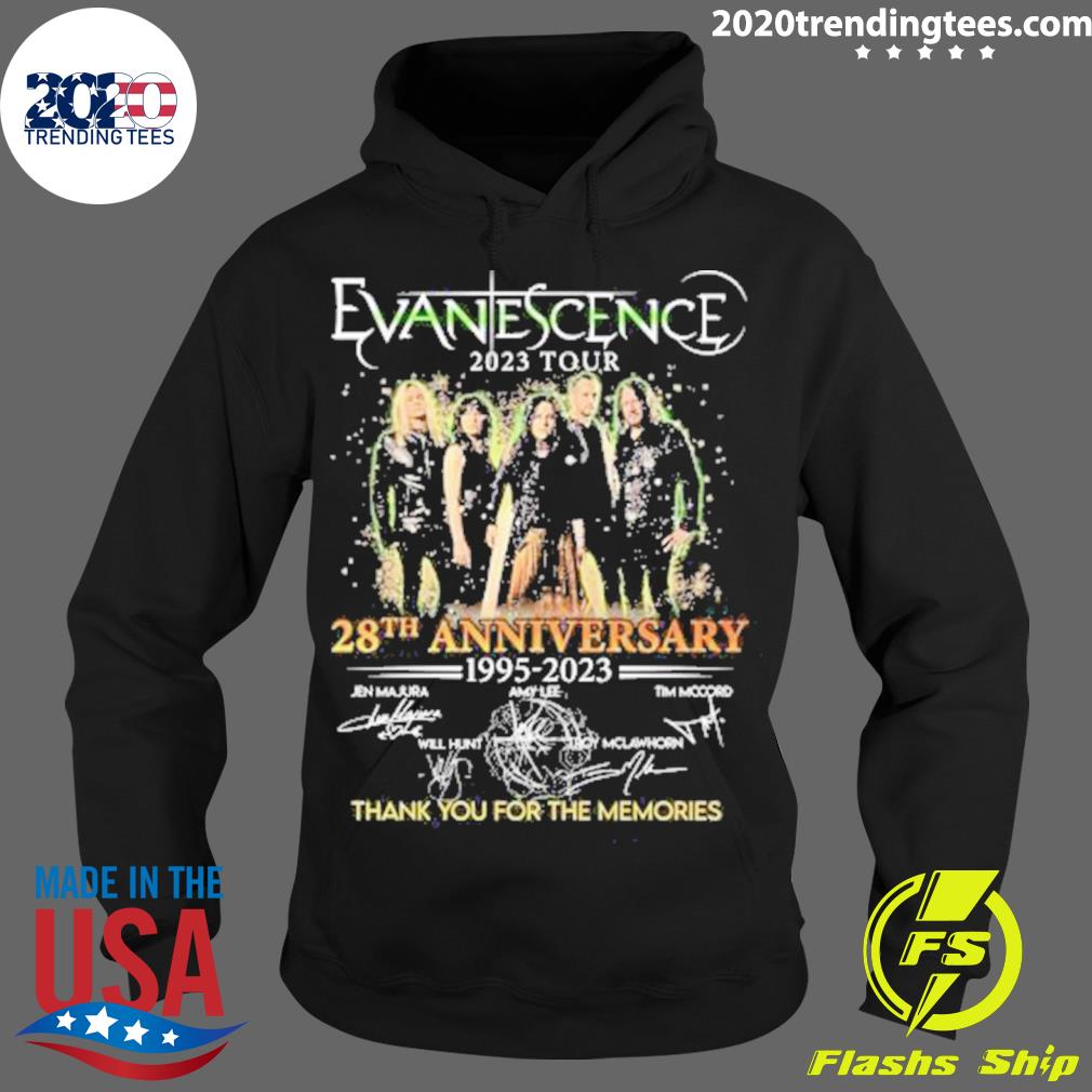 Official 2023 Tour Evanescence 28th Anniversary 1995-2023 Thank You For The Memories Signatures T-s Hoodie