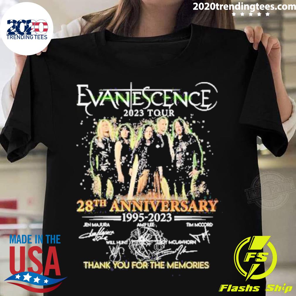 Official 2023 Tour Evanescence 28th Anniversary 1995-2023 Thank You For The Memories Signatures T-shirt