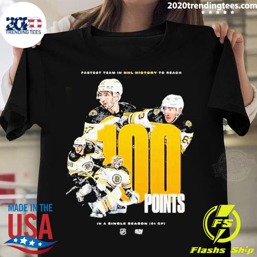 Official boston Bruins Fastest Team In Nhl History To Reach 100 Points T-shirt