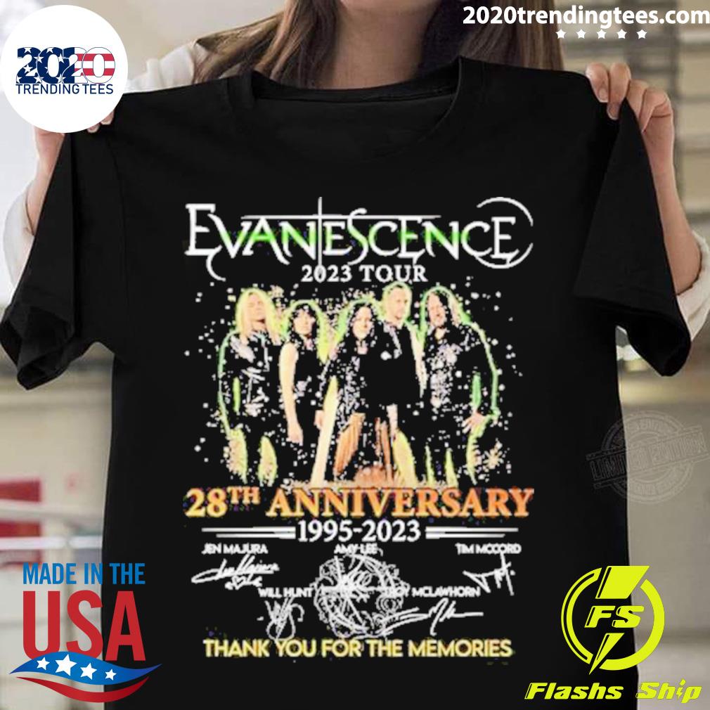 Official evanescence 2023 Tour 29th Anniversary 1995-2023 Thank You For The Memories Signatures T-shirt