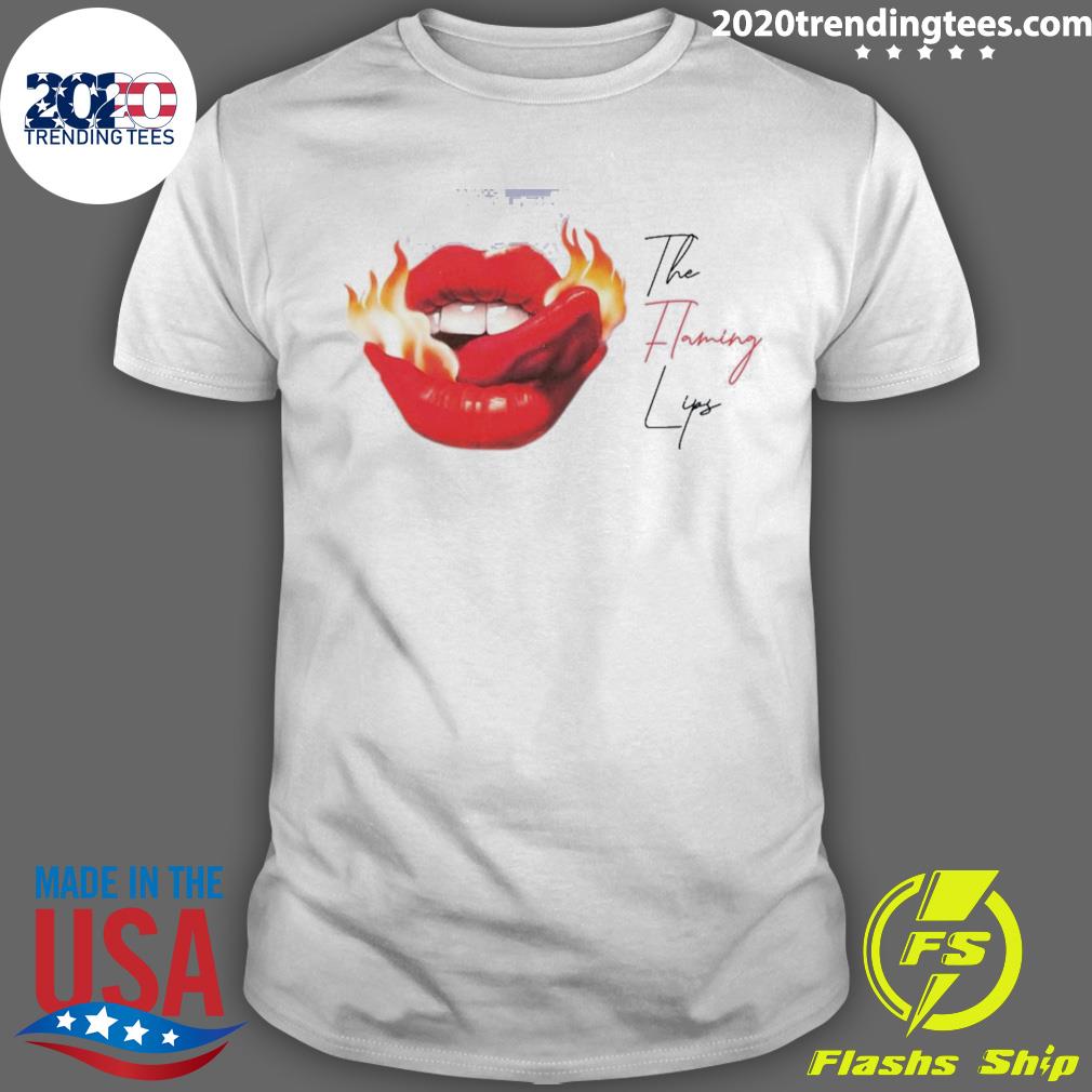 Official fire Red Lip The Flaming Lips T-shirt