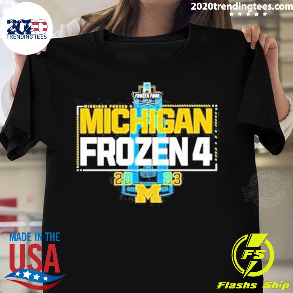 Official university Of Michigan Navy Hockey 2023 Ncaa Frozen Four T-shirt