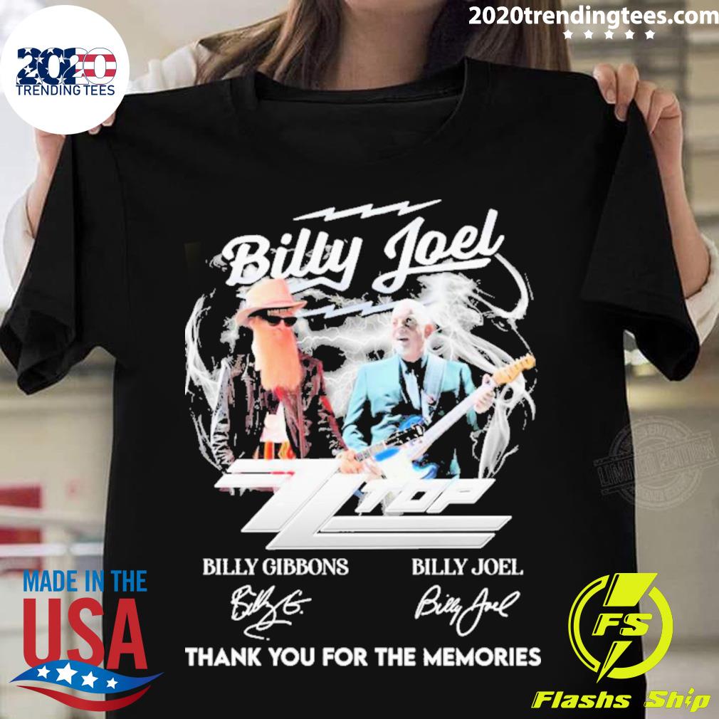 Official billy Joel Zz Top Thank You For The Memories Signatures T-shirt