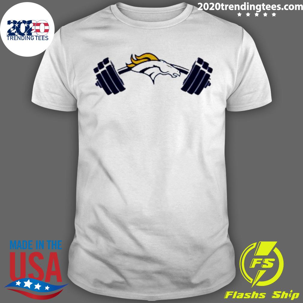 Official denver Broncos Logo Barbell T-shirt