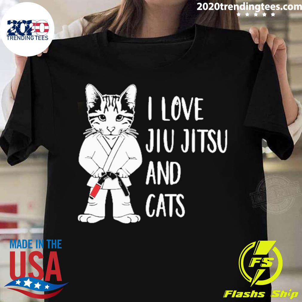Official i Love Jiu Jitsu And Cats T-shirt