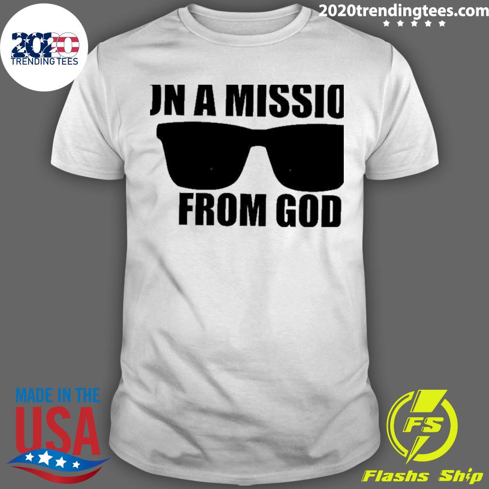 Official on A Mission From God The Blues Brothers Glasses T-shirt